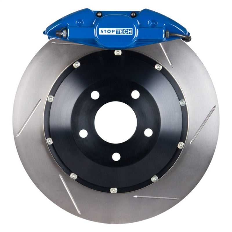 Stoptech, StopTech 08-09 WRX STi Rear BBK ST22 345x28 Slotted Rotors Blue Calipers